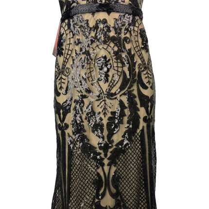 NEW JJ's House Gold Black Sequin Beaded Embellished Sleeveless Maxi Dress Sz 10