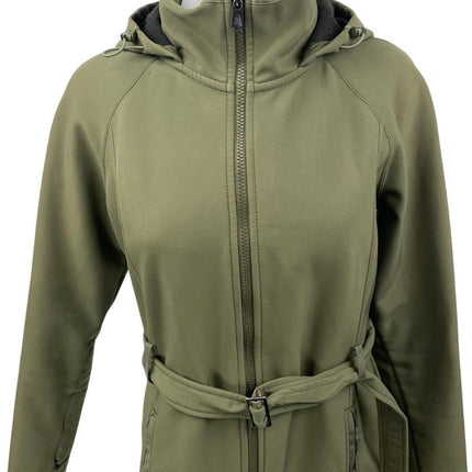 The North Face Apex Bionic Green Hoodie Hooded Tie Waist Trench Coat Jacket Sz S
