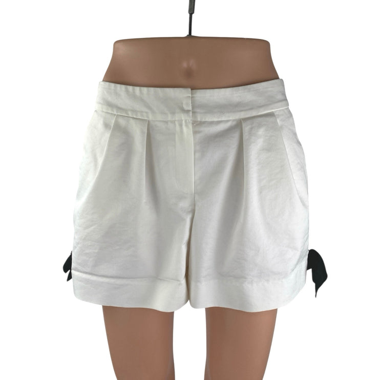 Lyrique Womens White Side Bow Pleated High Rise Wide Leg Lounge Bermuda Shorts M