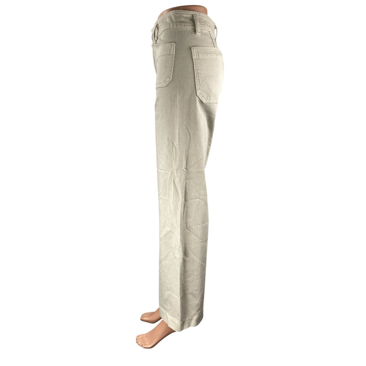MNG Mango Women's Beige High Rise Palazzo Flare Wide Leg Denim Jeans Pants Sz 2