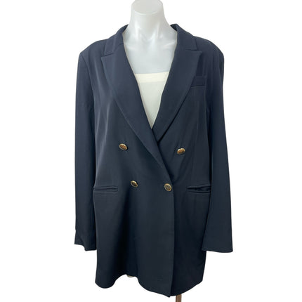 H&M Women's Black Long Sleeve Double Breasted Notch Collar Blazer Coat Jacket M