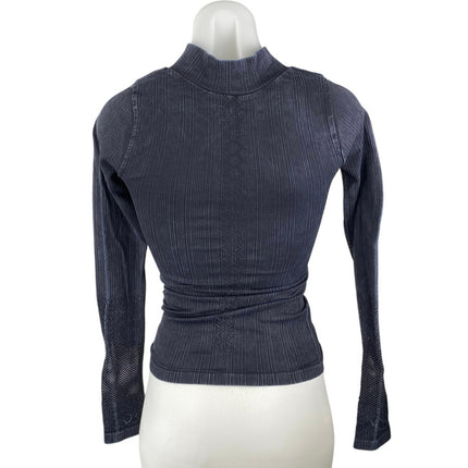 Free People Women's Black 1/4 Zip Long Sleeve High Neck Slim Sweater Top Size XS