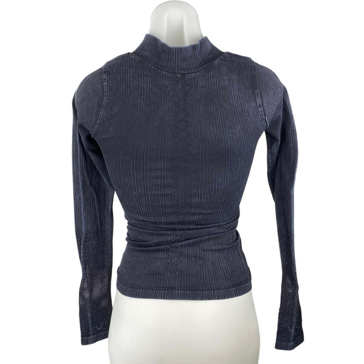 Free People Women's Black 1/4 Zip Long Sleeve High Neck Slim Sweater Top Size XS