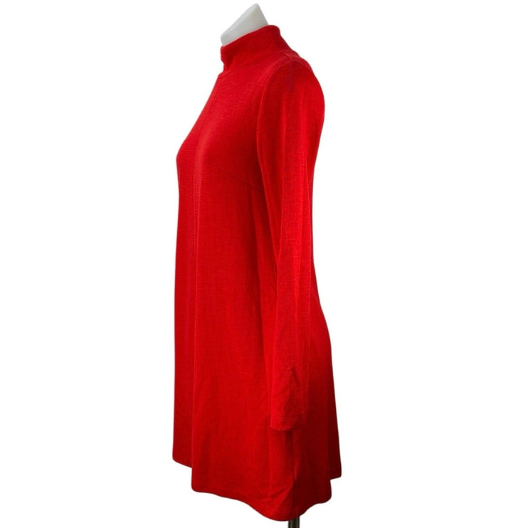 Gap Women's Red Long Sleeve Mock Neck Back Zip Swing A Line Mini Dress Size XS