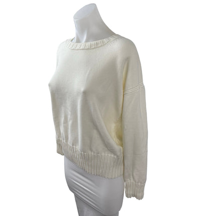 Banana Republic Women's White Crew Neck Long Sleeve Sweatshirt Sweater Top Sz M