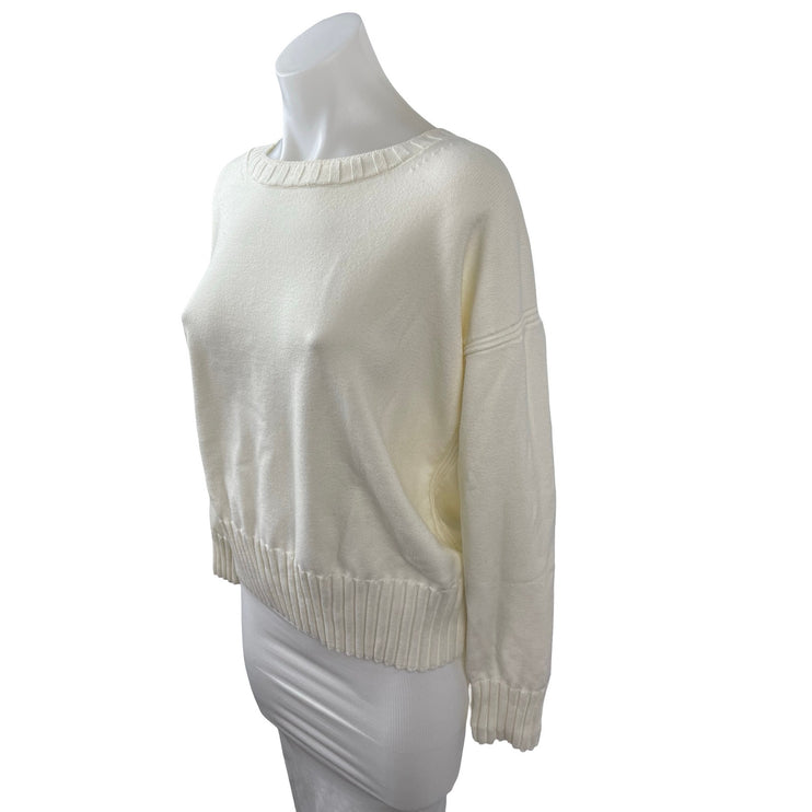 Banana Republic Women's White Crew Neck Long Sleeve Sweatshirt Sweater Top Sz M