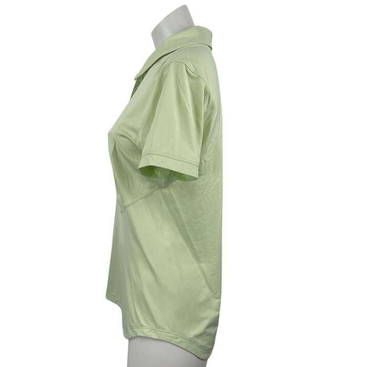Lululemon Women's Green Quick Dry Short Sleeve Tennis Gold Athletic Polo Shirt M