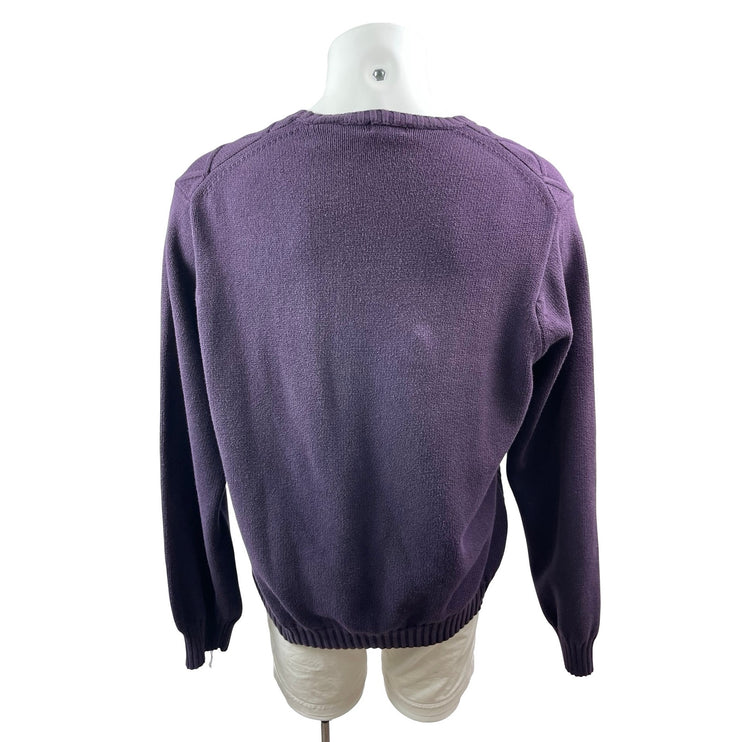Izod Purple Diamond Cable Knit Long Sleeve Athletic Sweatshirt Sweater Top Sz XL