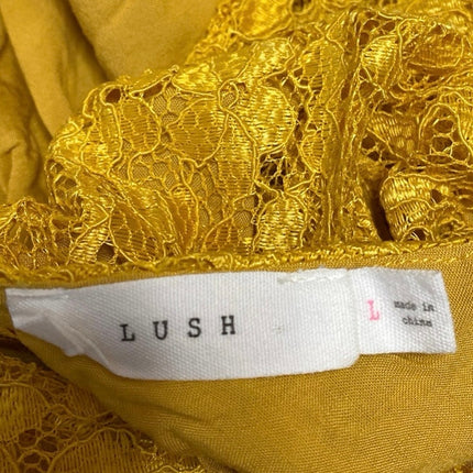 Lush Yellow Floral Lace Sleeveless V-neck Cami Camisole Tie Strap Tank Top Sz L