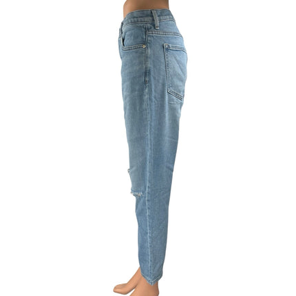 Banana Republic Blue High Rise Straight Distressed Ripped Knee Denim Jeans Sz 27