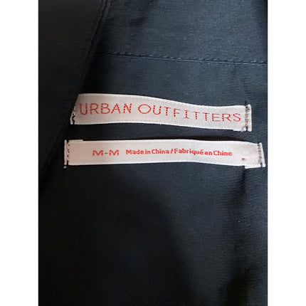 Urban Outfitters Black Satin Bow Tie Front Button Long Sleeve Crop Shirt Top M