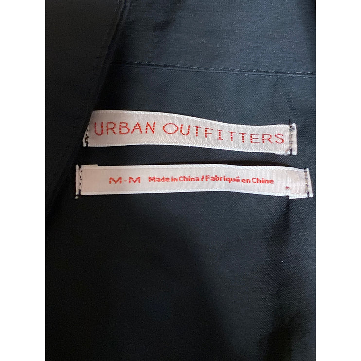 Urban Outfitters Black Satin Bow Tie Front Button Long Sleeve Crop Shirt Top M