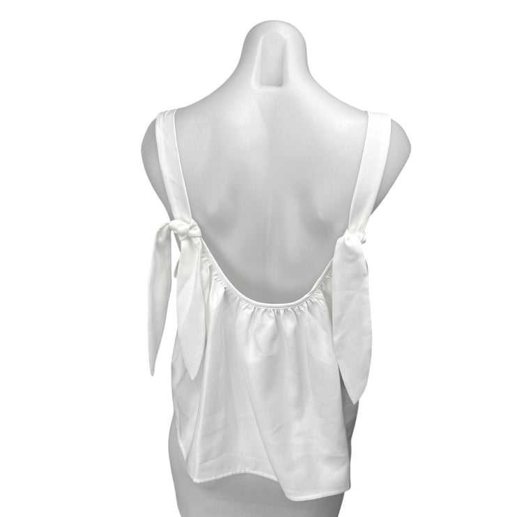 NEW Sugarlips White Sheldyn Square Neck Boxy Tie Sleeveless Tank Top Size L