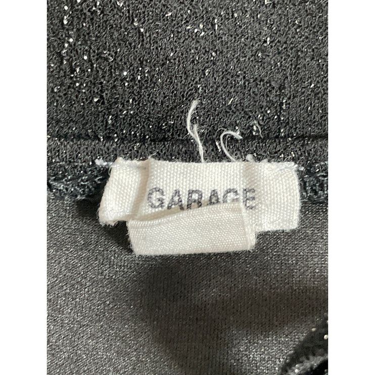 Garage Black Glitter Sparkly Shimmer Square Neck Cami Tank Thong Bodysuit Top M