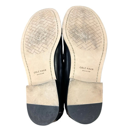 Cole Haan Lana Lux Women's Black Leather Almond Toe Tassel Flat Loafer Shoes 8.5