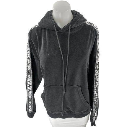 Urban Outfitters Women's Black Velvet Velour Hoodie Hooded Sweatshirt Top Size S