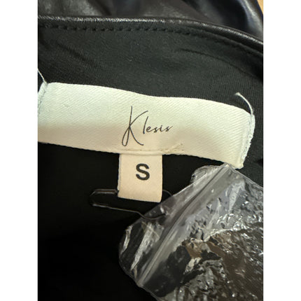 Klesis Black Vegan Leather Sleeveless Cami Camisole Mini Bodycon Tank Dress Sz S