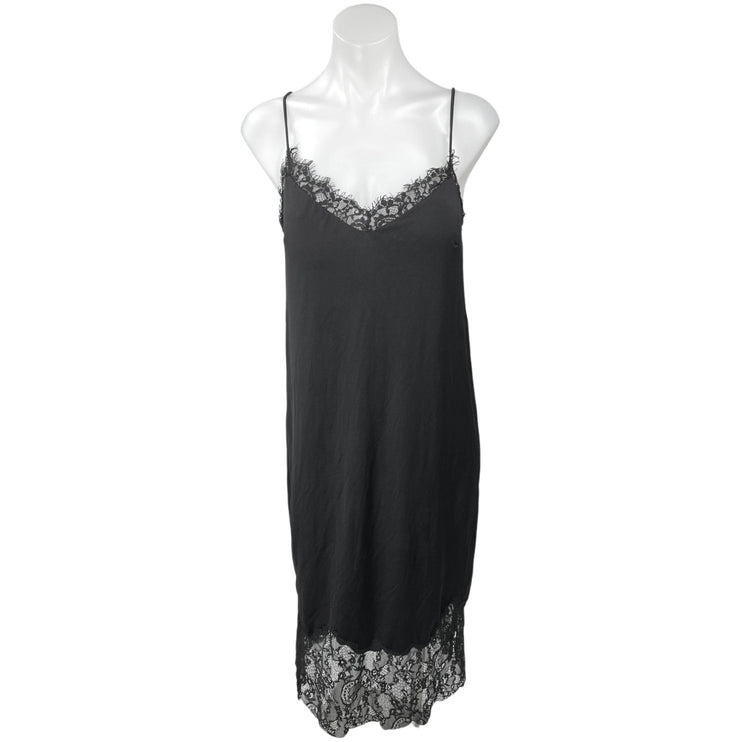 French Connection Black Sleeveless Lace V-neck Cami Camisole Tank Slip Dress 8