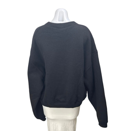 Alexander Wang Black Crewneck Long Sleeve Oversized Sweatshirt Sweater Top Sz OS