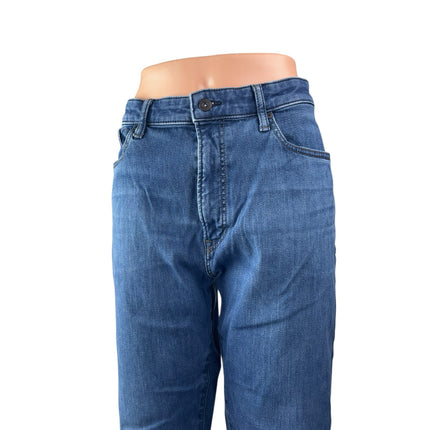 Uniqlo Women's Blue High Waisted Medium Wash Straight Leg Denim Jeans Size L