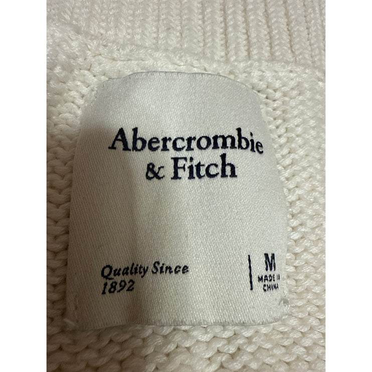 Abercrombie & Fitch Women's Cream Sleeveless V Neck Cropped Tank Sweater Top M