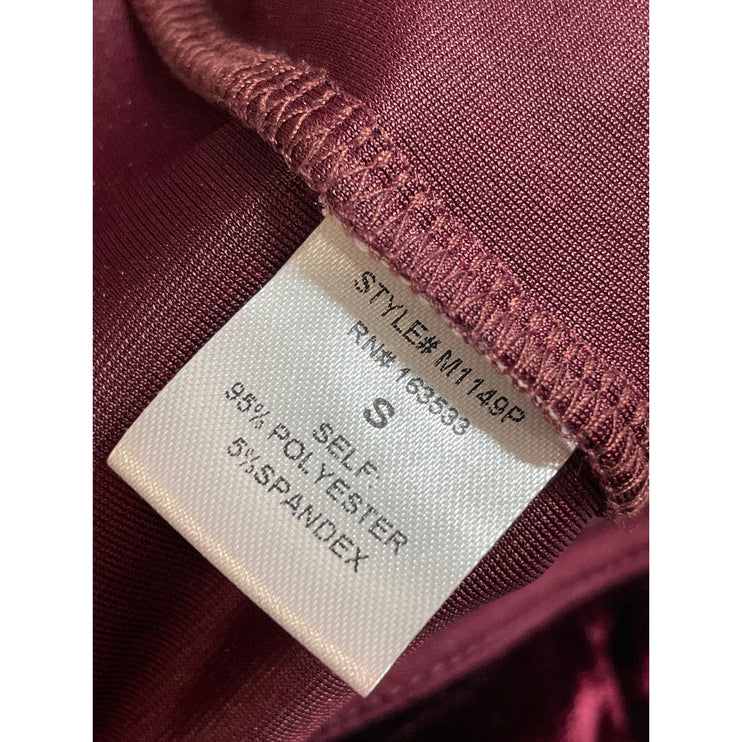 D'Abea Women's Red Velvet Velour High Rise Palazzo Wide Leg Trousers Pants Sz S