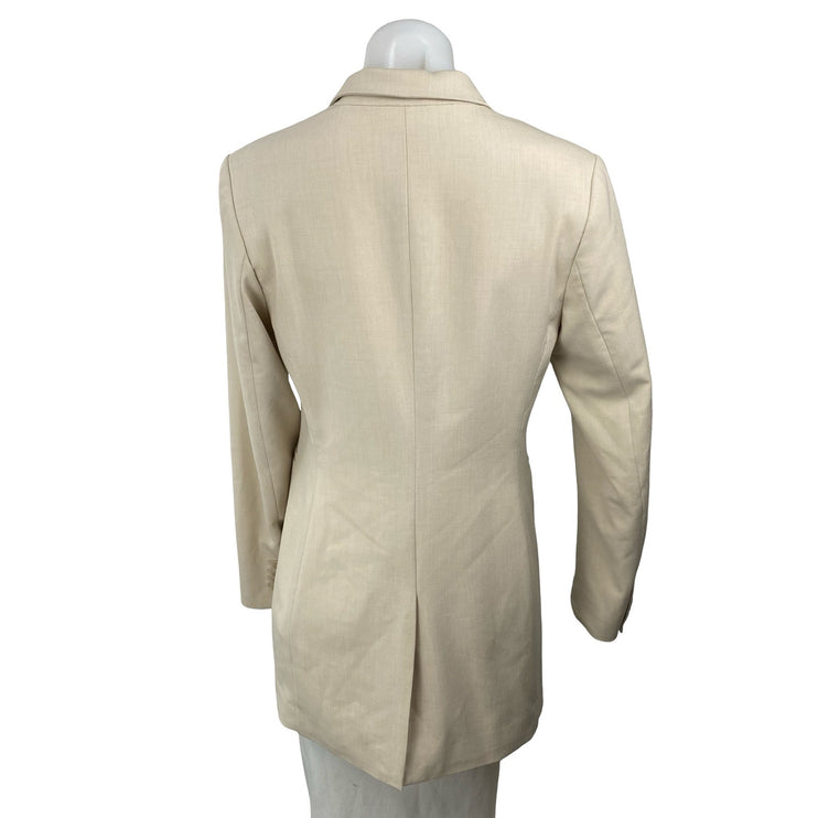 H&M Women's Cream Long Sleeve Notch Lapel One Button Blazer Suit Jacket Size XS