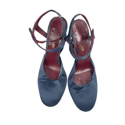 Sies Marjan Women's Blue Suede Closed Toe Ankle Strap Heels Sandals Size 6.5