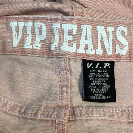 VIP Jeans Women's Pink High Rise Cargo Straight Baggy Wide Leg Denim Size 15/32