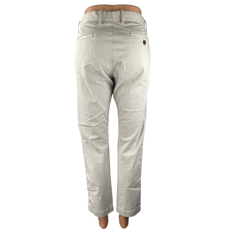J.Crew Women's Off-White High Waisted Straight Leg Chino Khaki Trousers Pants 30