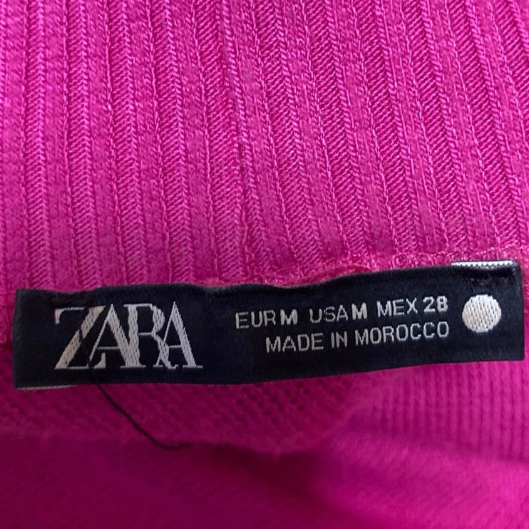 Zara Women's Pink Knit Long Sleeve Turtleneck Pullover Sweatshirt Sweater Top M
