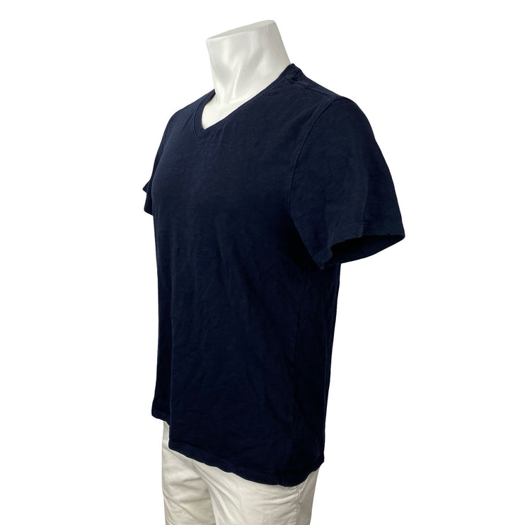 Quince Men's Navy Blue V Neck Short Sleeve Casual Plain Tee Basic T-Shirt Top M