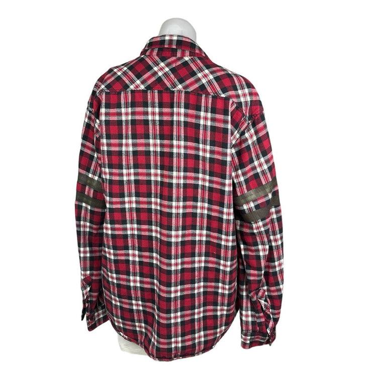 LF Furst of A Kind Red Oversized Plaid Check Flannel Button Up Shirt One Size