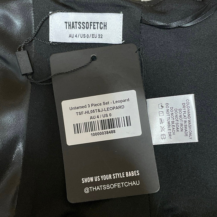 NEW THATSSOFETCH Black Faux Leather Sleeveless Strapless Bustier Corset Top Sz 0