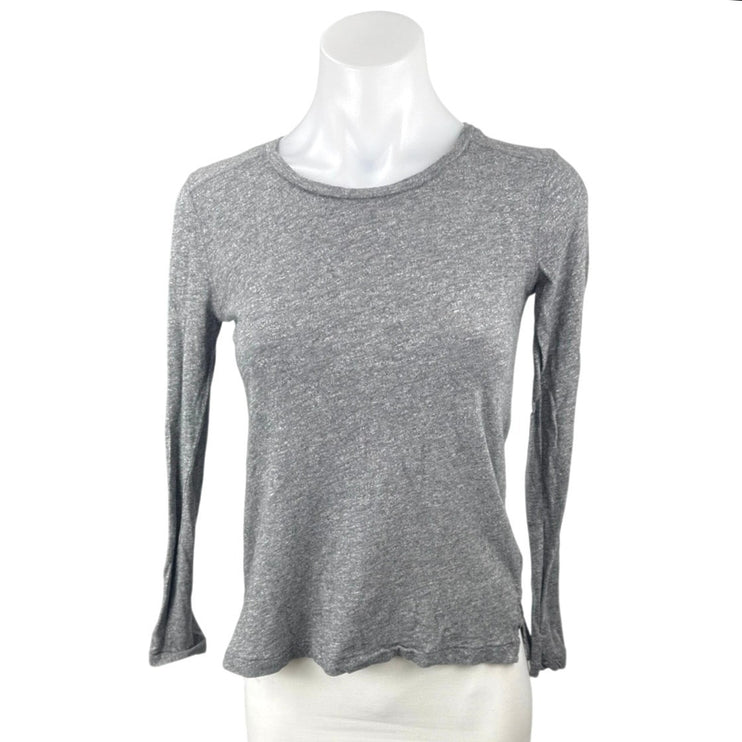 Madewell Womens Gray Heather Knit Long Sleeve Round Neck T Shirt Tee Top Size XS