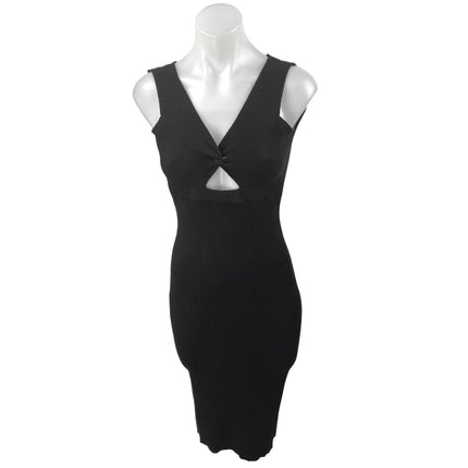 Heartloom Black Rib Knit Sleeveless V-neck Keyhole Mini Tank Bodycon Dress Size S