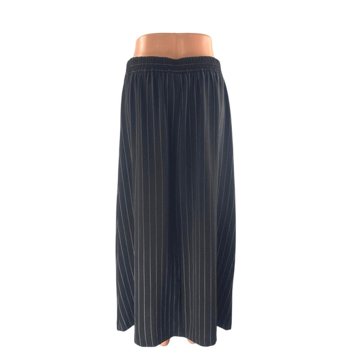 NYCC Women's Black Striped High Waisted Ring Straight Full Midi Skirt Size S
