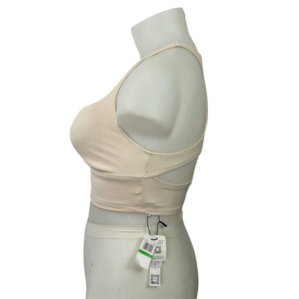 NEW Sanctuary Swim Cream Sleeveless Cutout Racerback Beach Bralette Tank Top L