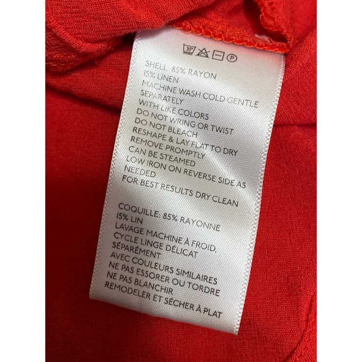 Urban Outfitters Womens Red Linen Twist Front Long Sleeve Blouse Crop Top Size S