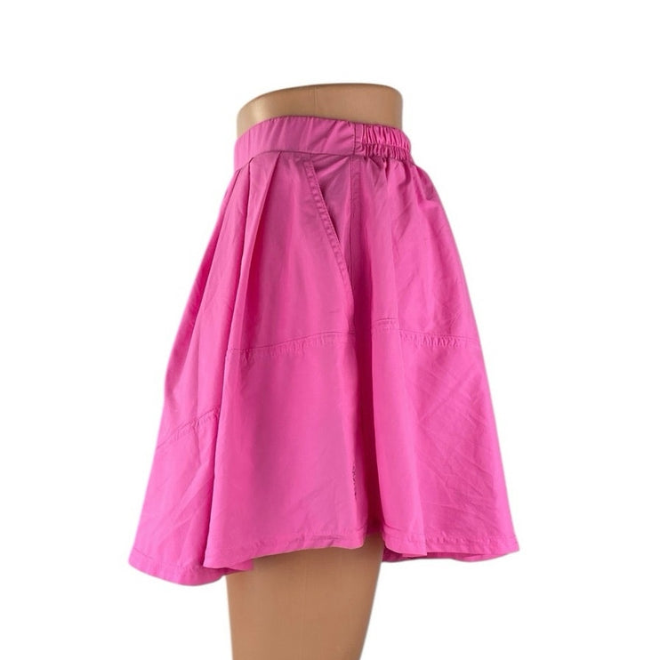 Free People FP Movement Pink High Waist Pleated Pull On Mini A Line Skirt Size S