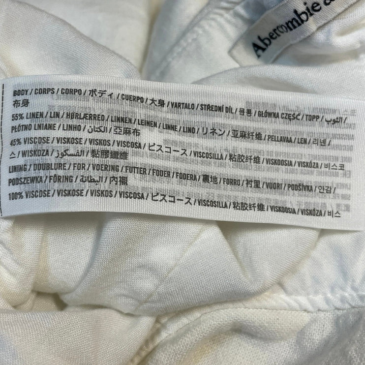 Abercrombie & Fitch Womens White Linen Blend Side Zip Wrap Mini Skirt Skort Sz S
