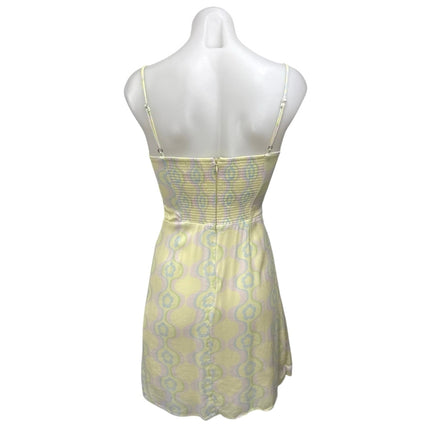 Aritzia Sun-Deh Yellow Floral Sleeveless Cami Camisole Mini A-line Dress Size XS