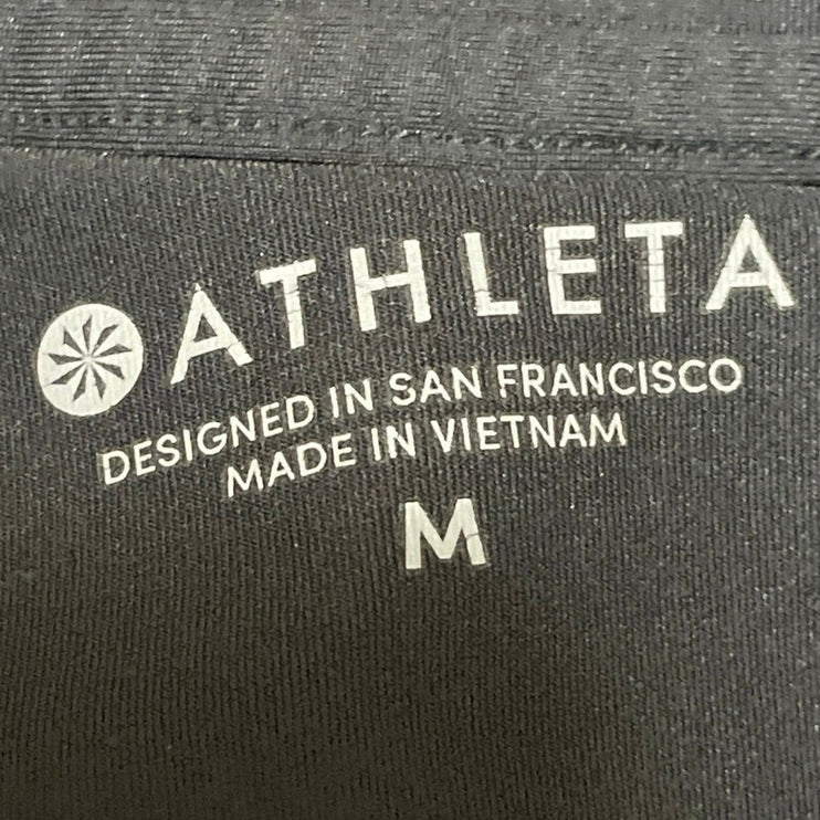 Athleta Women's Black Mesh Short Sleeve Yoga Athletic T Shirt Tee Top Size M