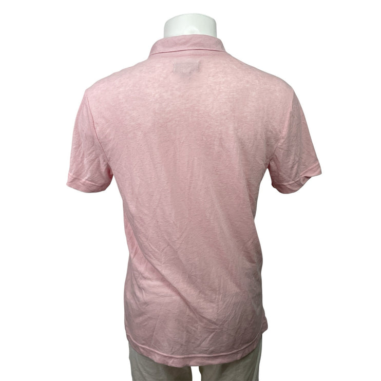 Banana Republic Men's Pink Linen Short Sleeve Golf Casual Polo Shirt Top Size M