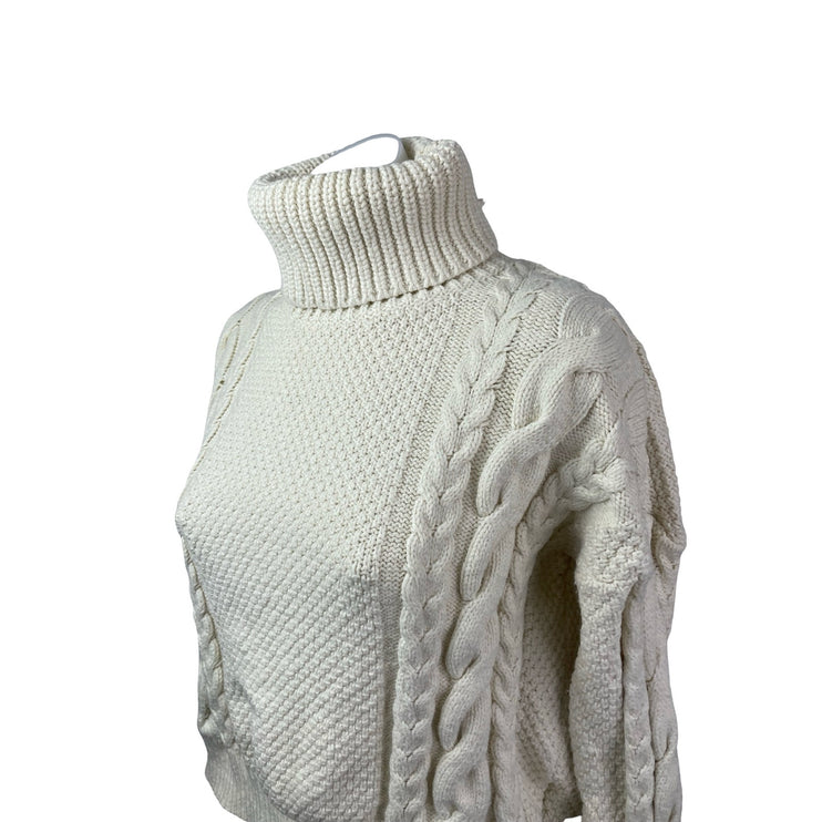 Madewell Women's Cable Knit Turtle Neck Long Sleeve Sweatshirt Sweater Top Sz M