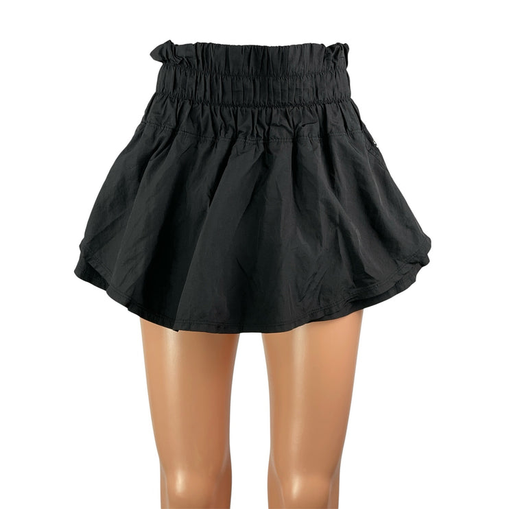 FP Movements Women's Gray Black Two Tone Smocked Elastic Waist Athletic Shorts S