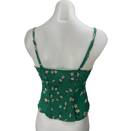 ASTR The Label Green Floral Smocked Sleeveless Cami Camisole Tank Top Size M