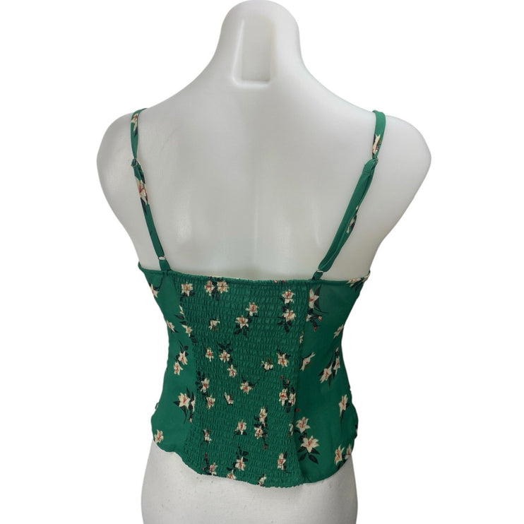 ASTR The Label Green Floral Smocked Sleeveless Cami Camisole Tank Top Size M