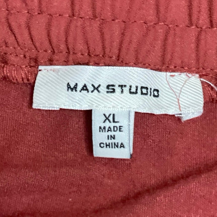 Max Studio Women's Red Pleated High Waisted Casual Maxi Flared A-Line Skirt XL