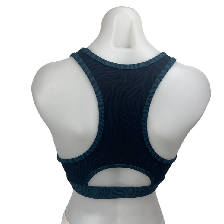 Peloton Blue Zebra Animal Print Raceback Yoga Athletic Sports Bra Crop Top Sz S